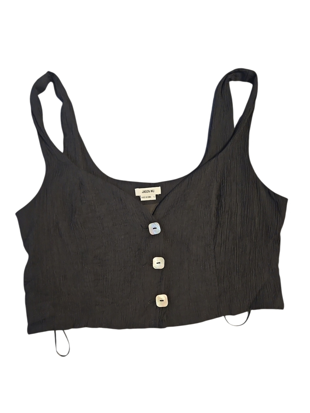 Jason Wu Black Cropped Vest with Shell Buttons Size Large